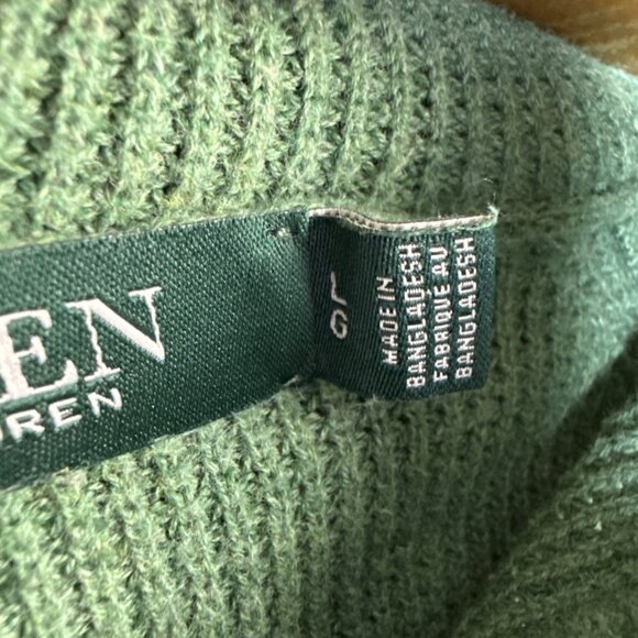 Lauren Ralph Lauren Waffle Knit Hoodie Women's L Green Label‎ Sweater Pullover - Picture 4 of 10